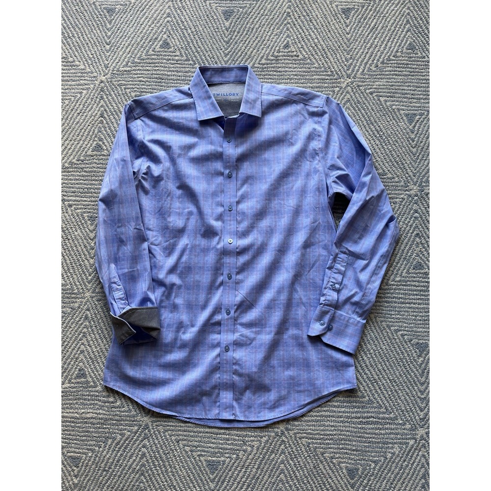Twillory Long Sleeve Button Shirt - Blue/White/Red - 17 36-37‎